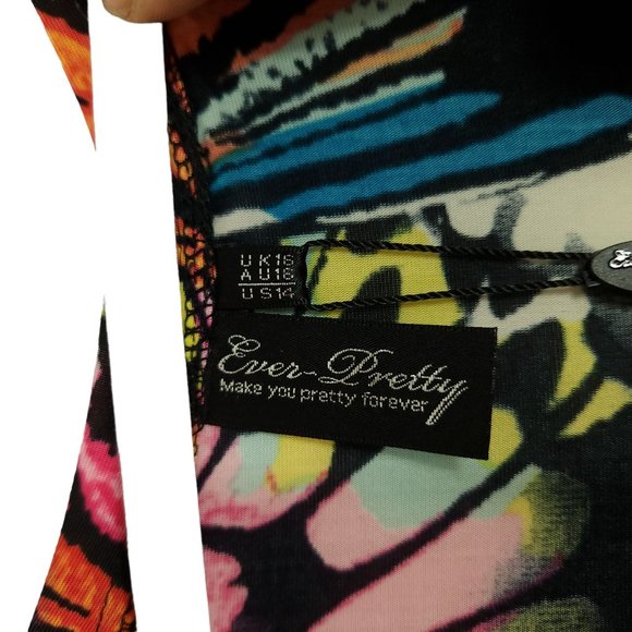 Ever Pretty Womens Maxi Dress Size‎ 14 Black Butterfly Print Short Sleeve NEW - Picture 7 of 12